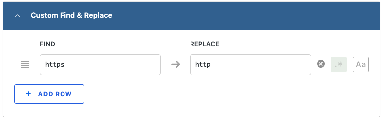 FINDに「https」、REPLACEに「http」